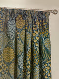 Wylder Ophelia floral jacquard curtains in blue and saffron - British product