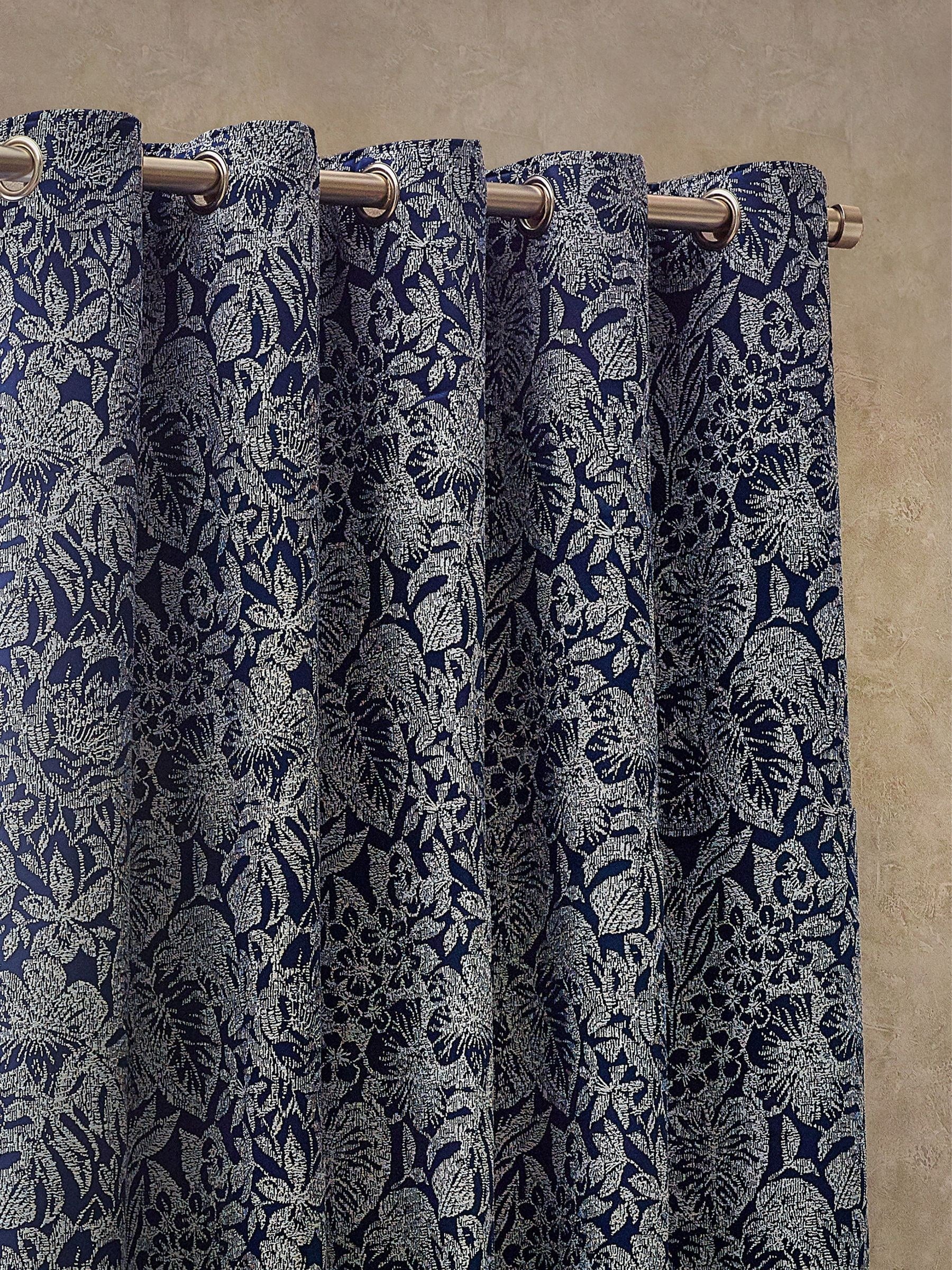 Wylder Bali jacquard eyelet curtains midnight blue, UK version