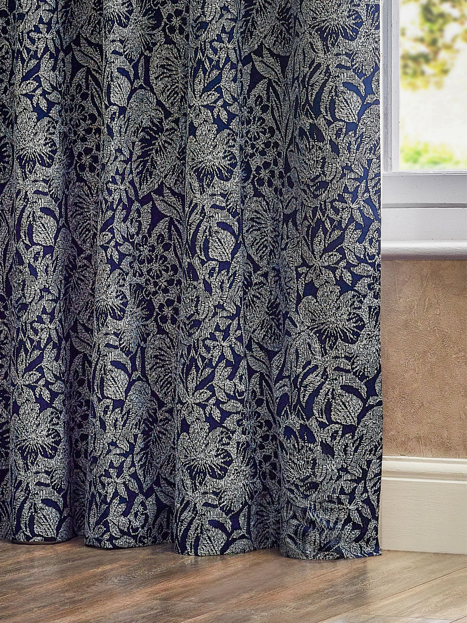 Wylder Bali jacquard eyelet curtains midnight blue, UK version
