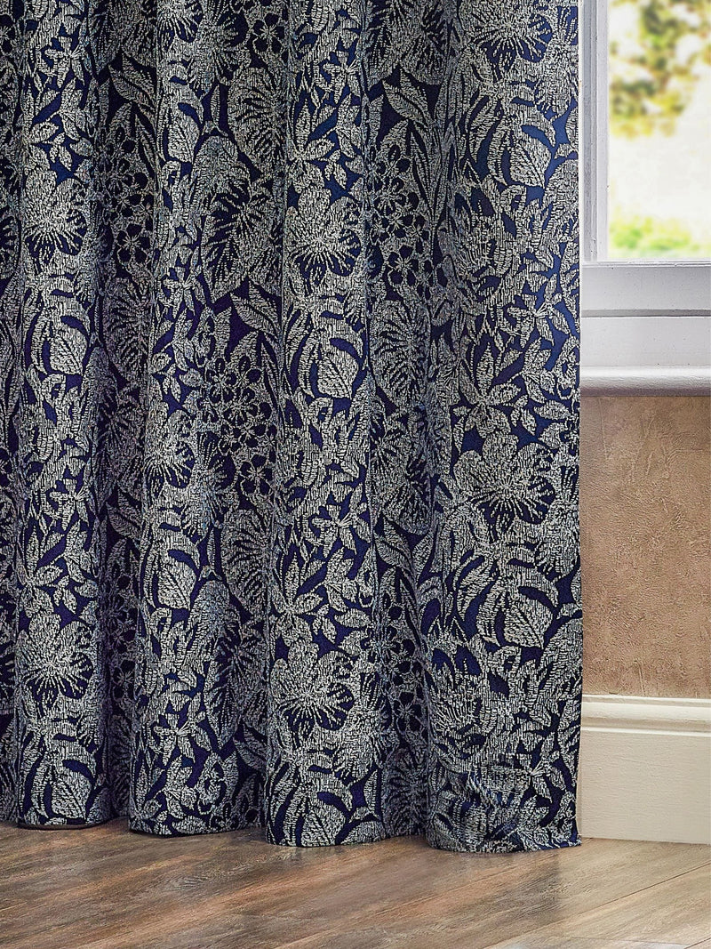 Wylder Bali jacquard eyelet curtains midnight blue, UK version