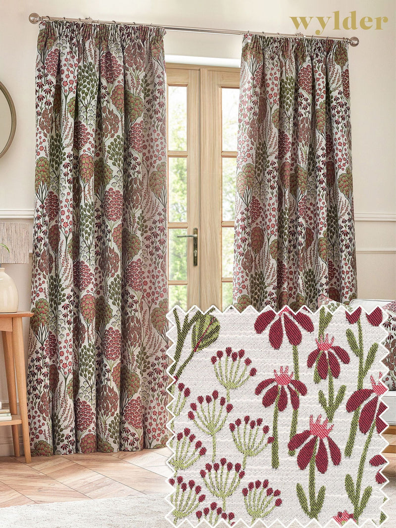 Wylder Rednut Ophelia floral jacquard curtains, UK version