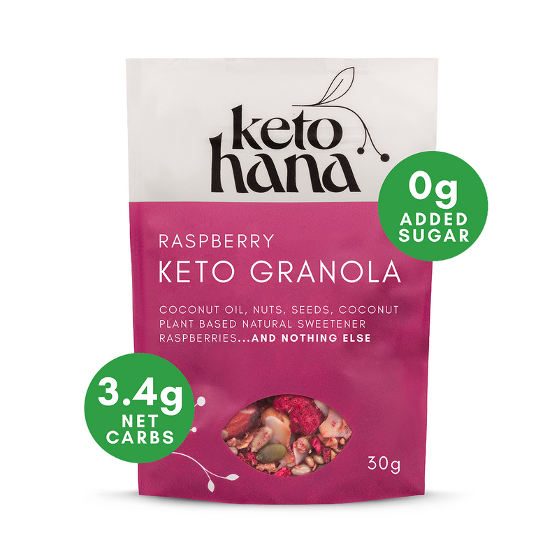 Keto Hana raspberry granola 300g, imported from the UK