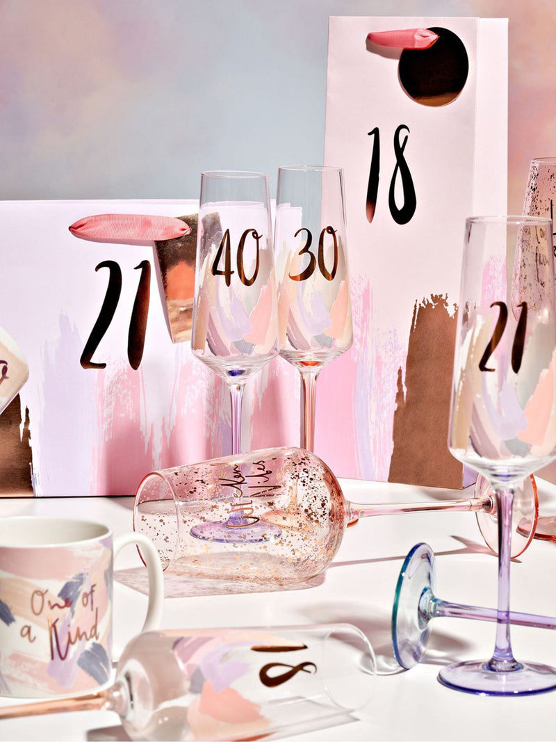 Widdop pink birthday flute with metallic 60 (British brand)