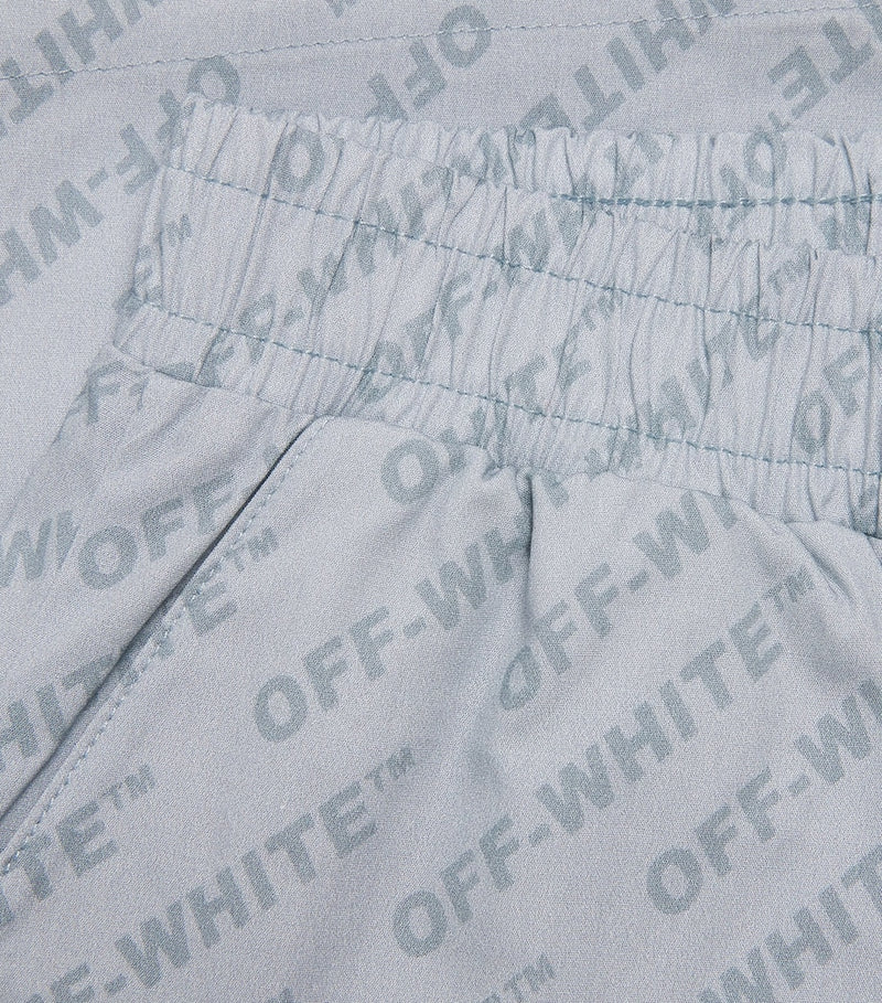 Off-White kids bowling shorts with logo for ages 4-12+, imported from the UK