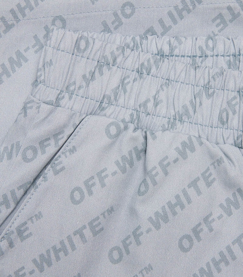 Off-White kids bowling shorts with logo for ages 4-12+, imported from the UK