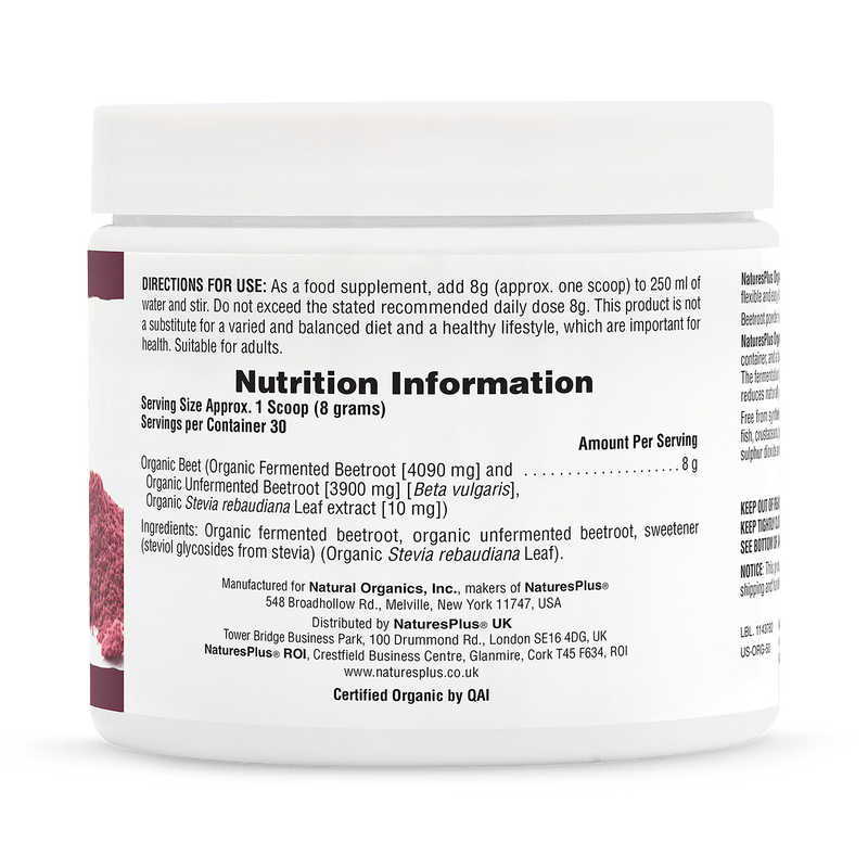NaturesPlus organic beet powder 240g, imported from the UK