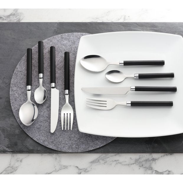 Argos Home 16 piece cutlery set black stainless steel, UK version