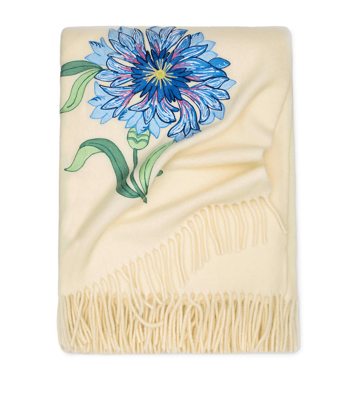 Loretta Caponi virgin wool cornflower throw 132cm x 159cm, UK version