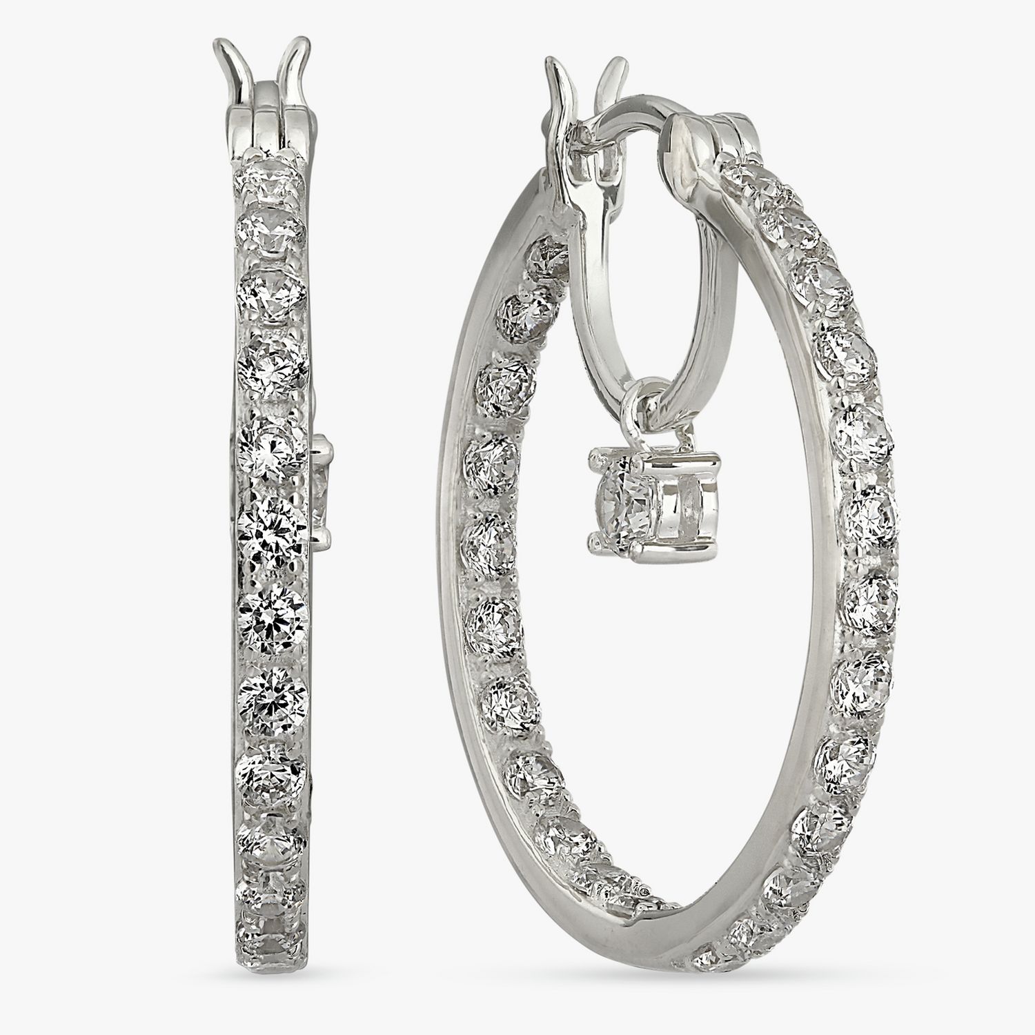 Revere double hoop cubic zirconia earrings 25.3mm - British product
