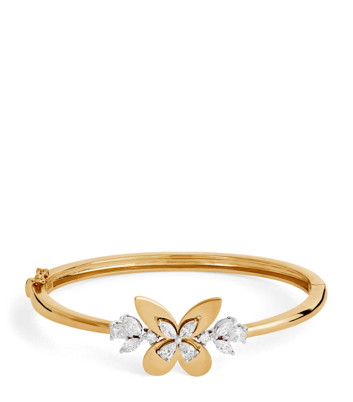 Yeprem yellow gold and diamond butterfly bangle (British brand)