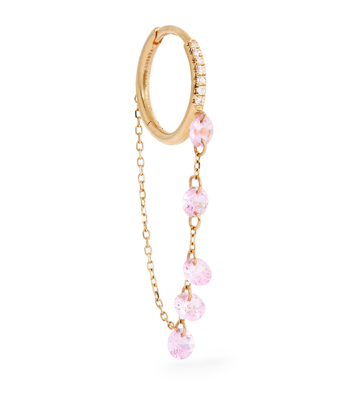 Persée Danaé single earring in yellow gold with diamond and sapphire (British brand)