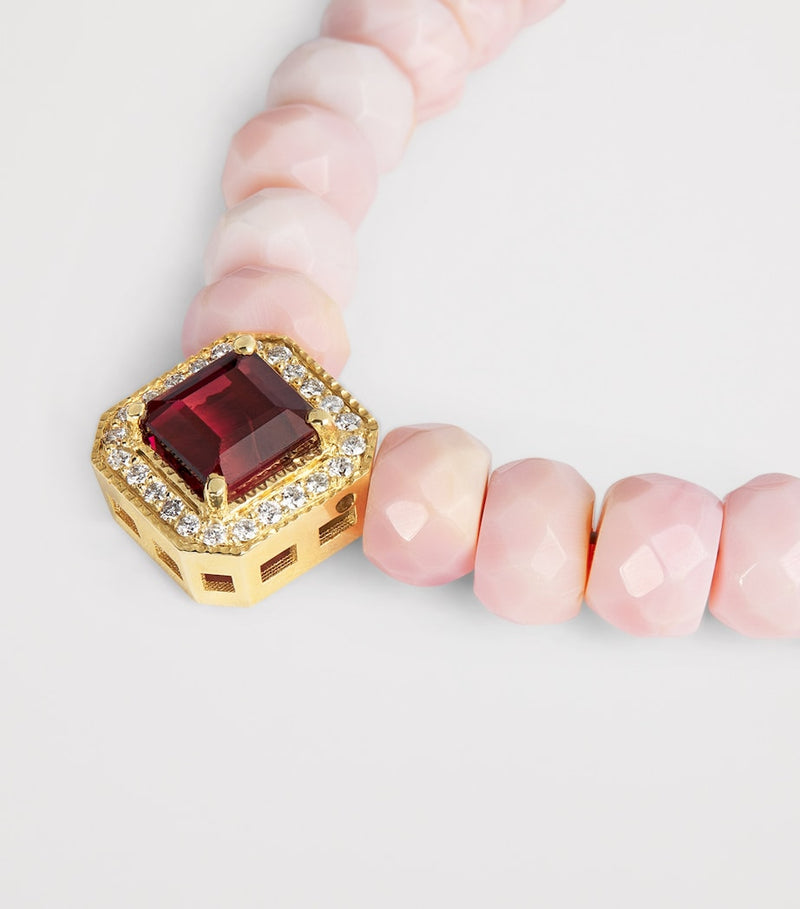 Jacquie Aiche yellow gold diamond opal tourmaline necklace, imported from the UK