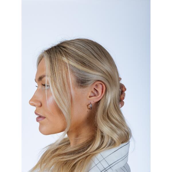 SVNX crystal huggie hoops in silver stainless steel (British brand)