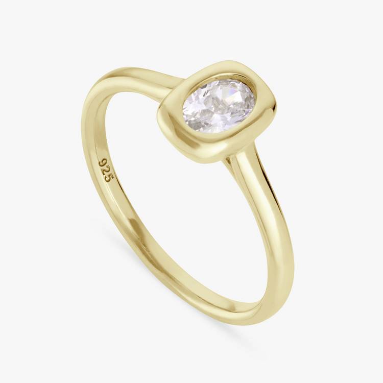 Revere gold plated sterling silver ring with cubic zirconia, medium, imported from the UK