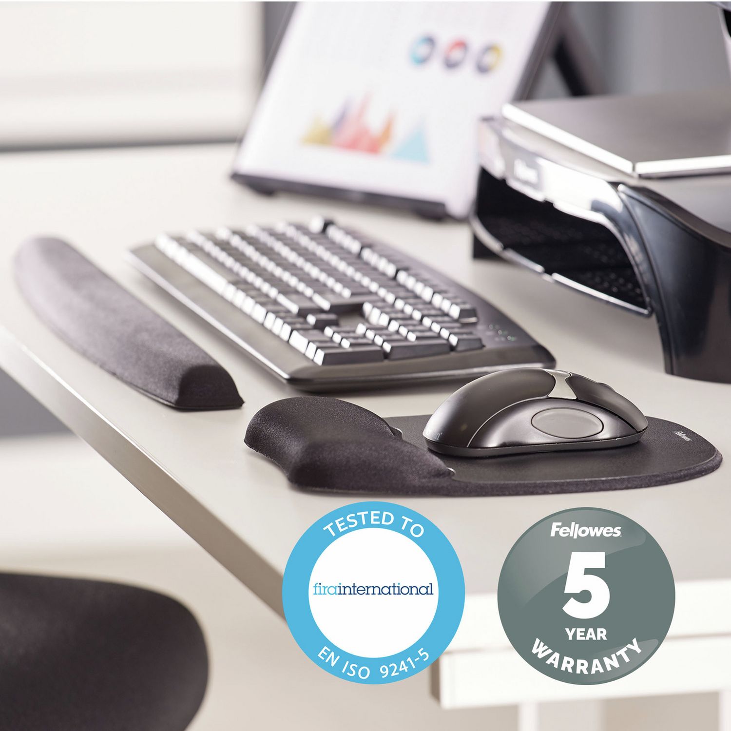 Fellowes memory foam keyboard wrist rest black (British brand)