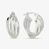 Revere sterling silver three layered hoop earrings, imported from the UK