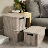 Strata storage baskets set of 3 with lids mocha, UK version