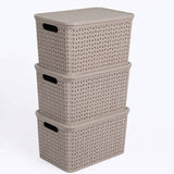 Strata storage baskets set of 3 with lids mocha, UK version