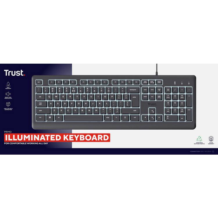 Trust Primo Illuminated Wired Keyboard - British product