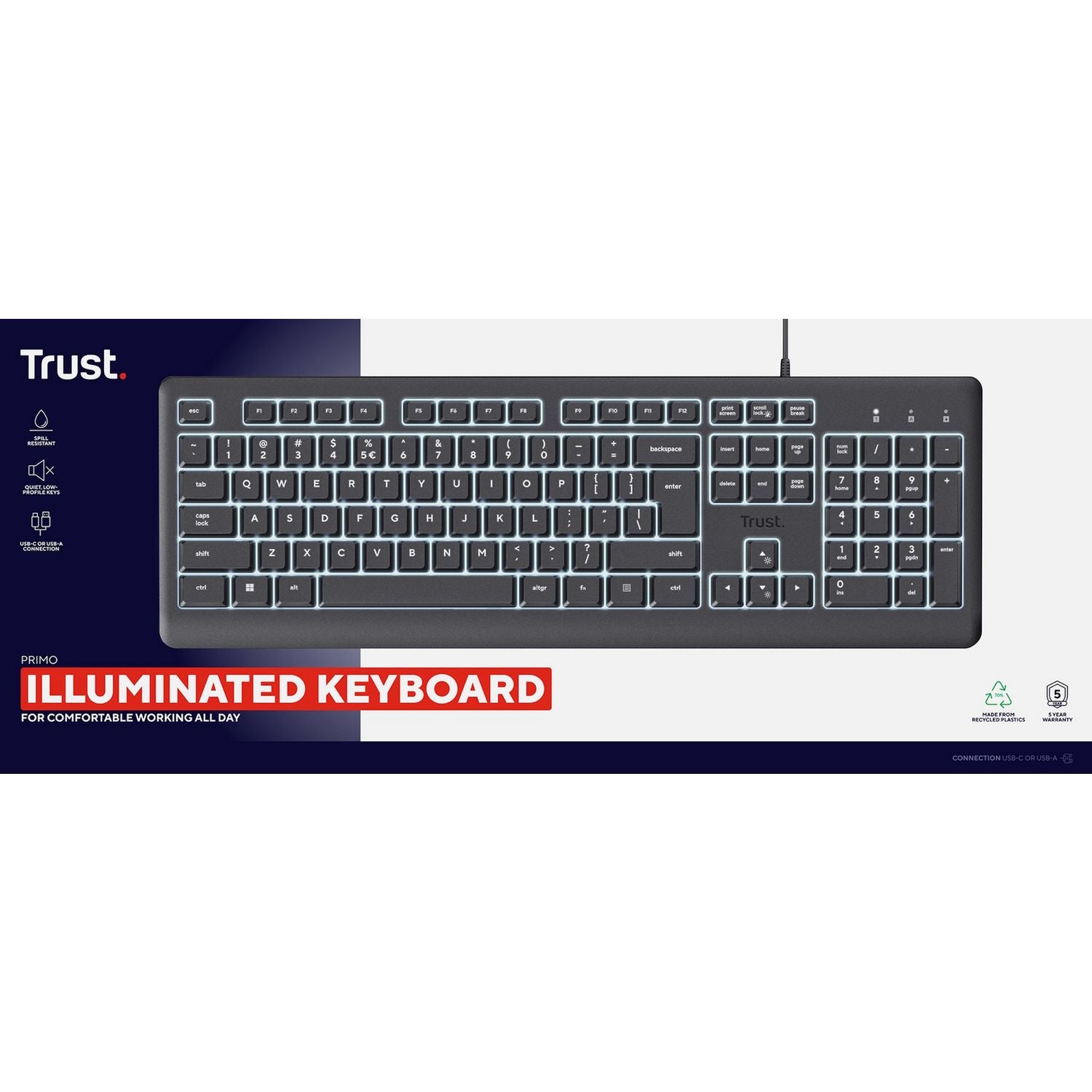 Trust Primo Illuminated Wired Keyboard - British product