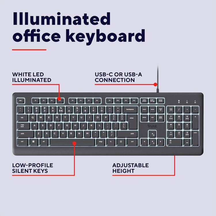 Trust Primo Illuminated Wired Keyboard - British product