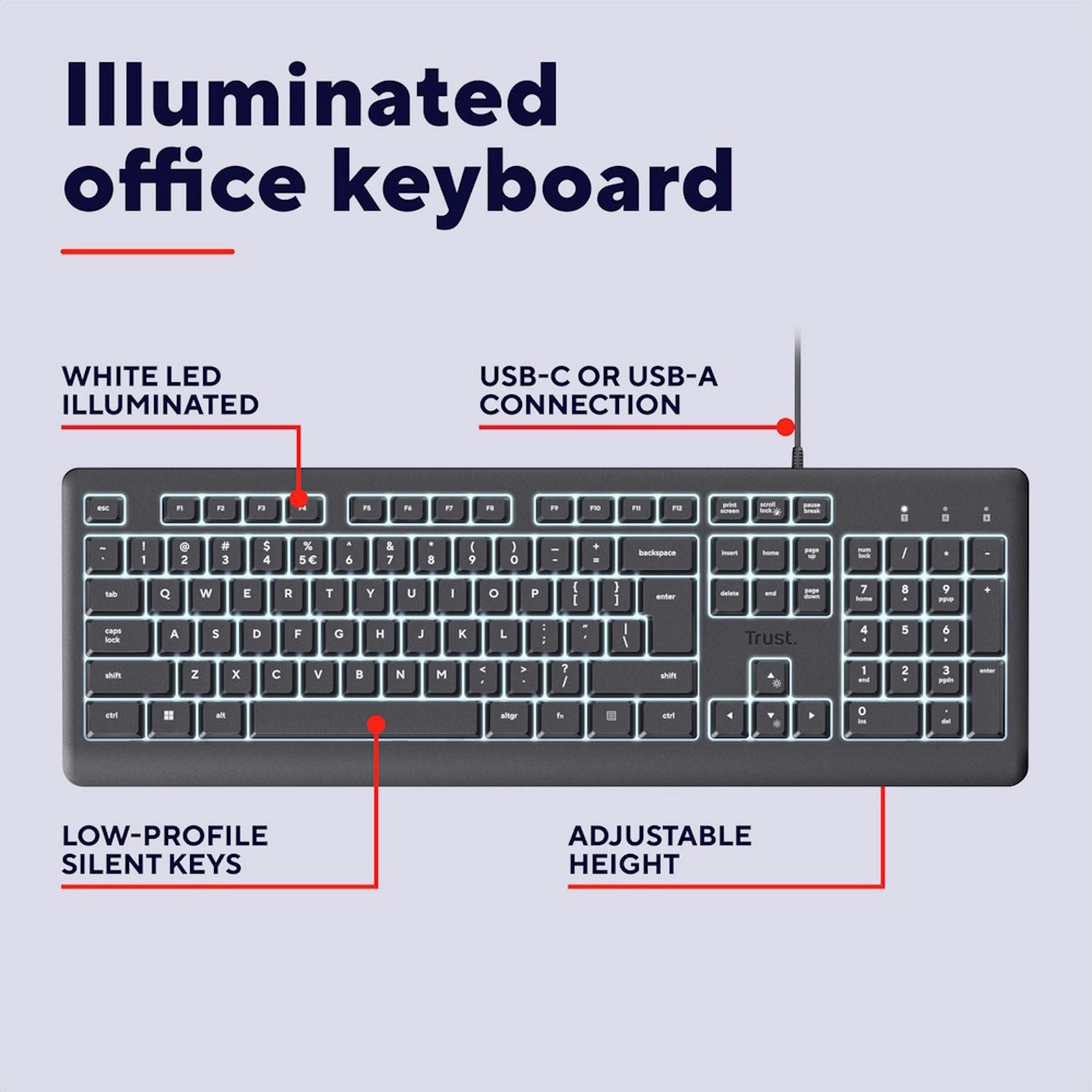 Trust Primo Illuminated Wired Keyboard - British product