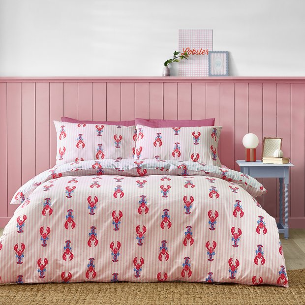 Sassy B Lobster Stripe Pink bedding set single, imported from the UK