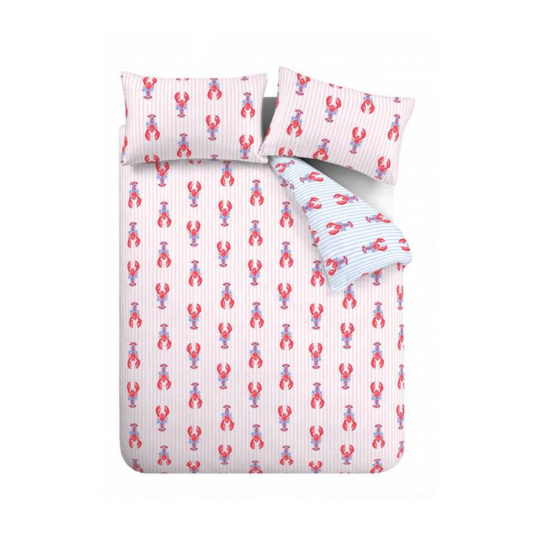 Sassy B Lobster Stripe Pink bedding set single, imported from the UK