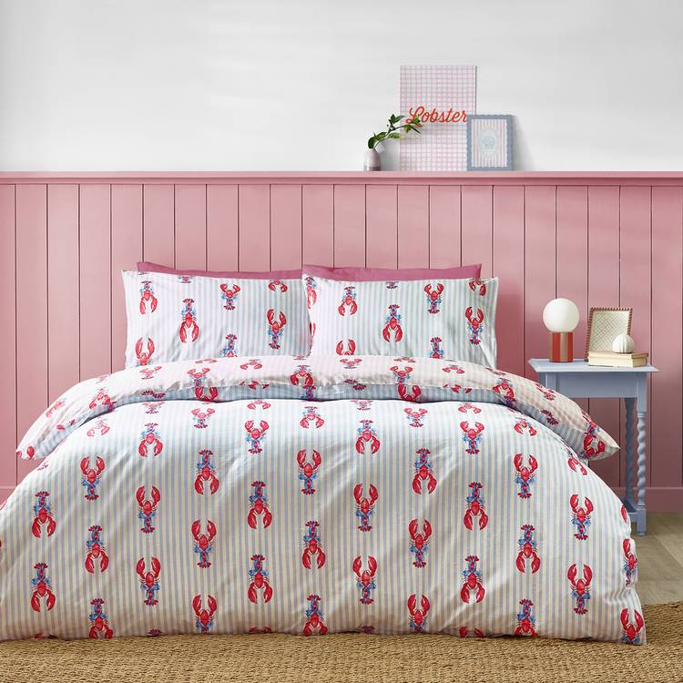 Sassy B Lobster Stripe Pink bedding set single, imported from the UK