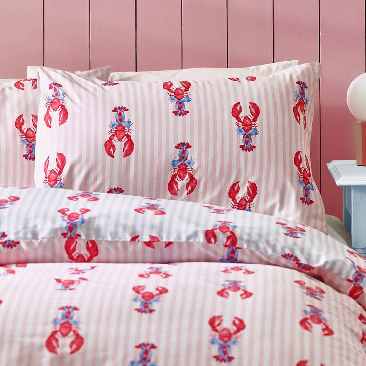 Sassy B Lobster Stripe Pink bedding set single, imported from the UK
