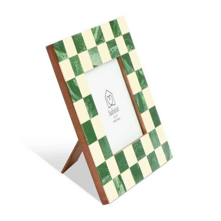Habitat checkered green resin picture frame 5x5 inches (British brand)