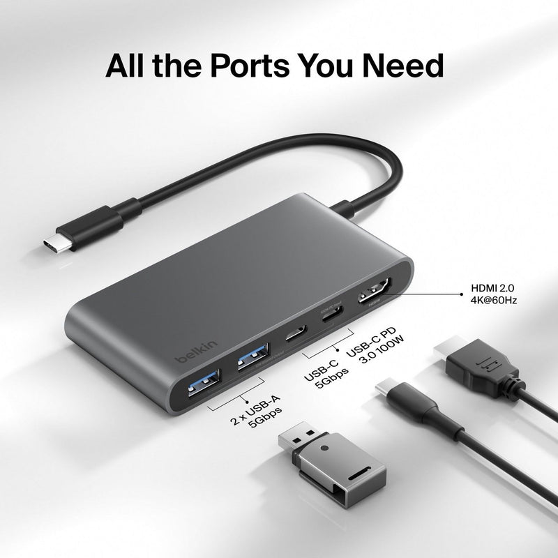 Belkin 5-port USB-C hub - British product