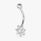 Revere cubic zirconia flower belly bar piercing jewellery (British brand)