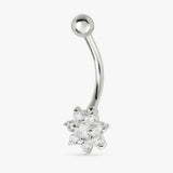 Revere cubic zirconia flower belly bar piercing jewellery (British brand)