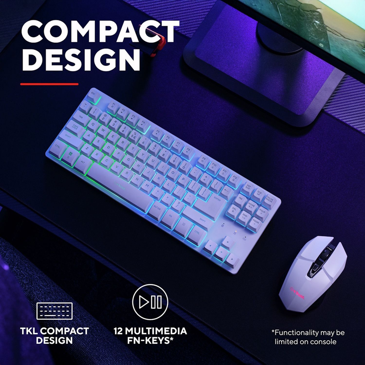 GXTrust 831 Thado TKL wireless gaming keyboard white, imported from the UK