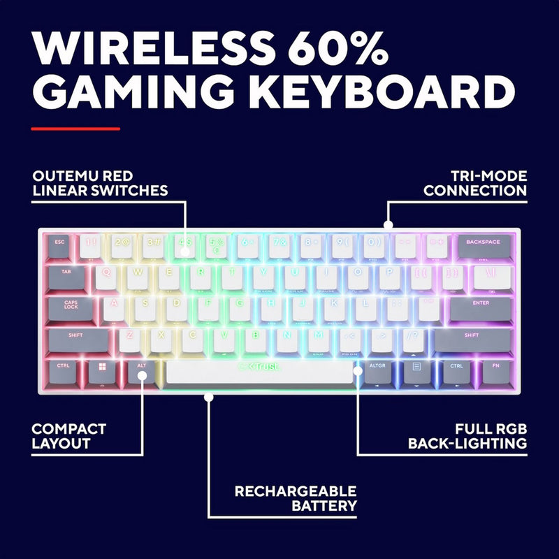 GXTrust Acira 60% mini wireless gaming keyboard, UK version