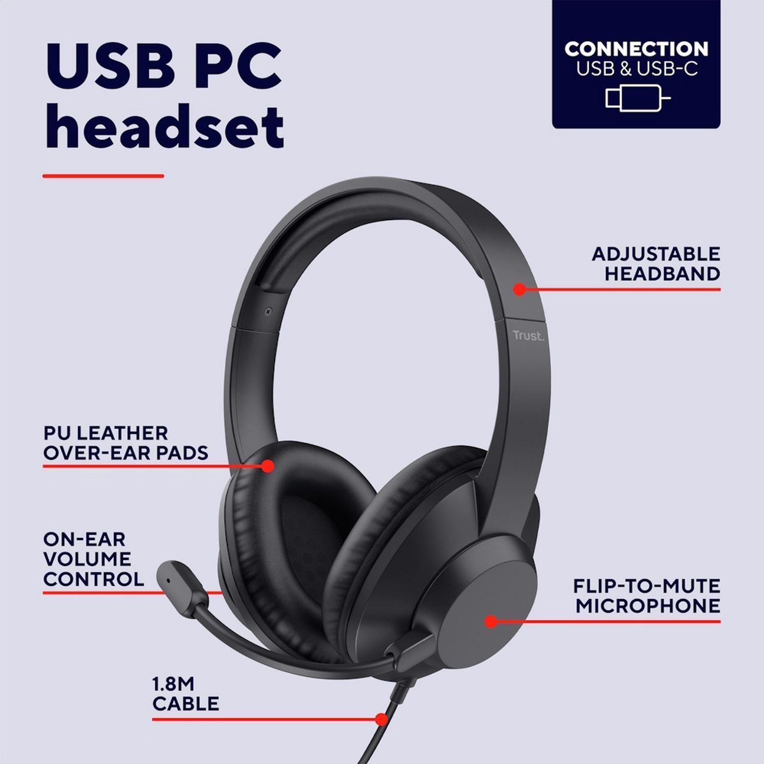 Trust Ayda Max over-ear PC headset, imported from the UK