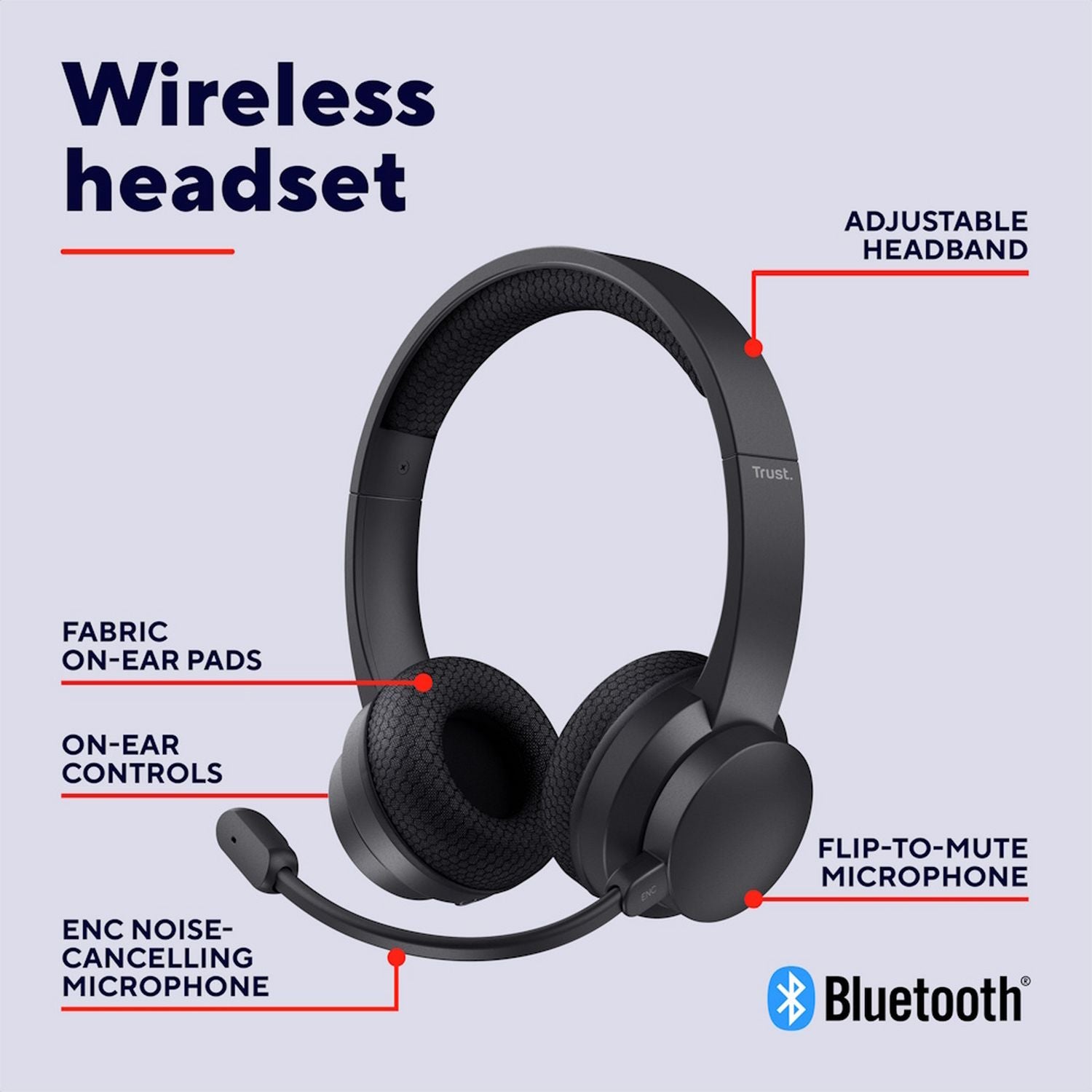 Trust Ayda wireless headset Black (British brand)