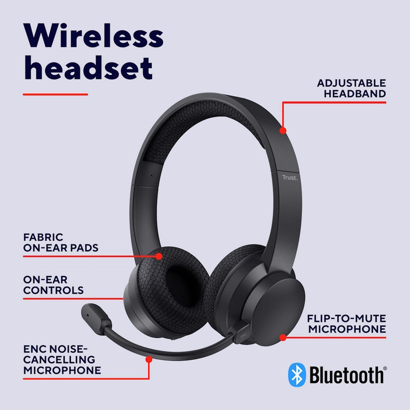 Trust Ayda wireless headset Black (British brand)