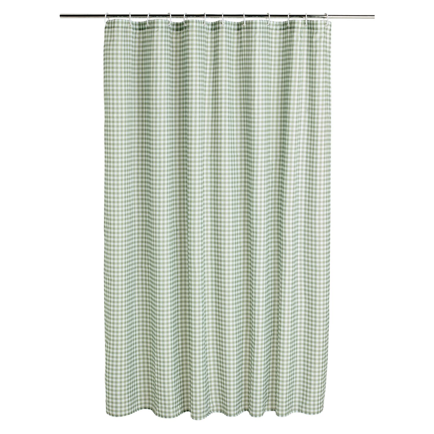 Argos Home gingham shower curtain in sage green - British product