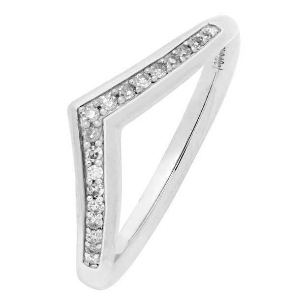 Revere 9ct white gold diamond wedding ring 0.10ct (British brand)