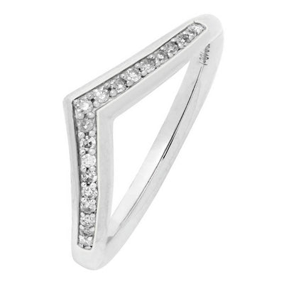 Argos Revere 9ct White Gold 0.10ct Diamond Wishbone Wedding Ring- Buy online at McGrocer