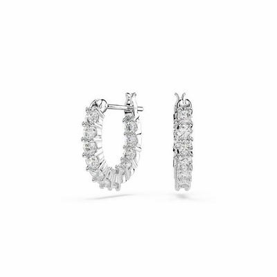 Argos Swarovski Matrix Vittore White Crystal Stones Hoop Earrings- Buy online at McGrocer