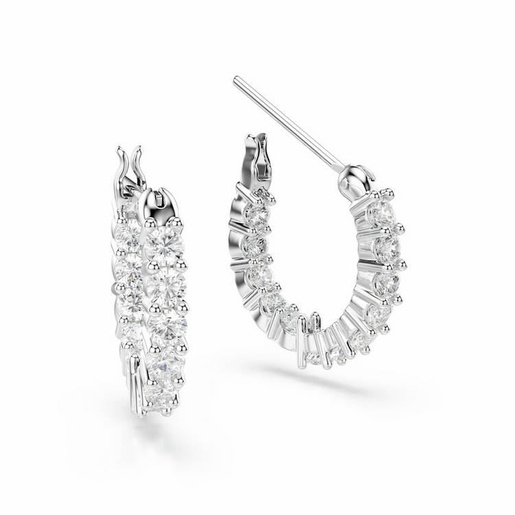 Swarovski hoop earrings white crystal stones 15mm (British brand)
