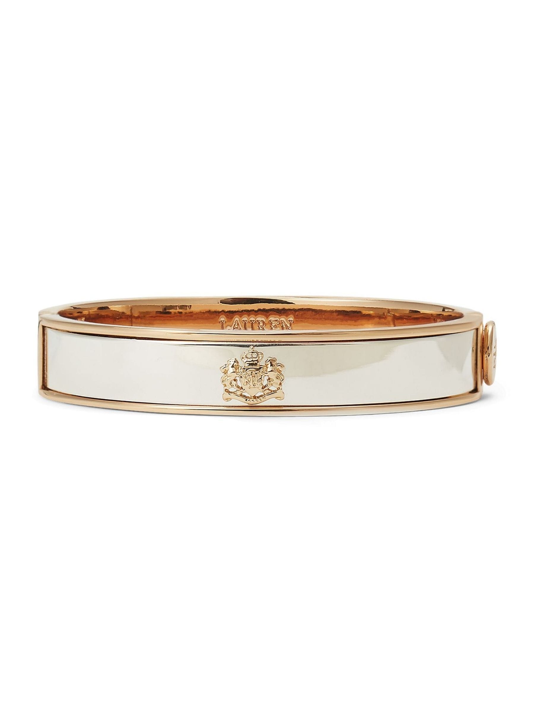Lauren Ralph Lauren gold tone crest bangle, UK version