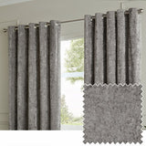 Paoletti Lustre Velvet eyelet curtains pewter 117x137cm - British product