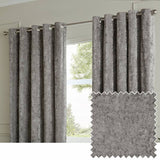 Paoletti Lustre Velvet eyelet curtains pewter 117x137cm - British product