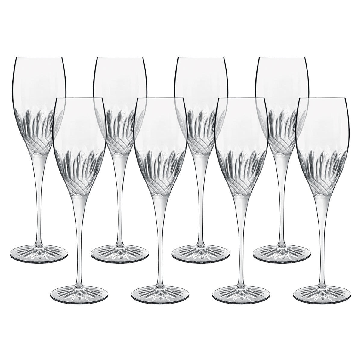 Luigi Bormioli crystal flute glasses 8 pack 220ml, UK version