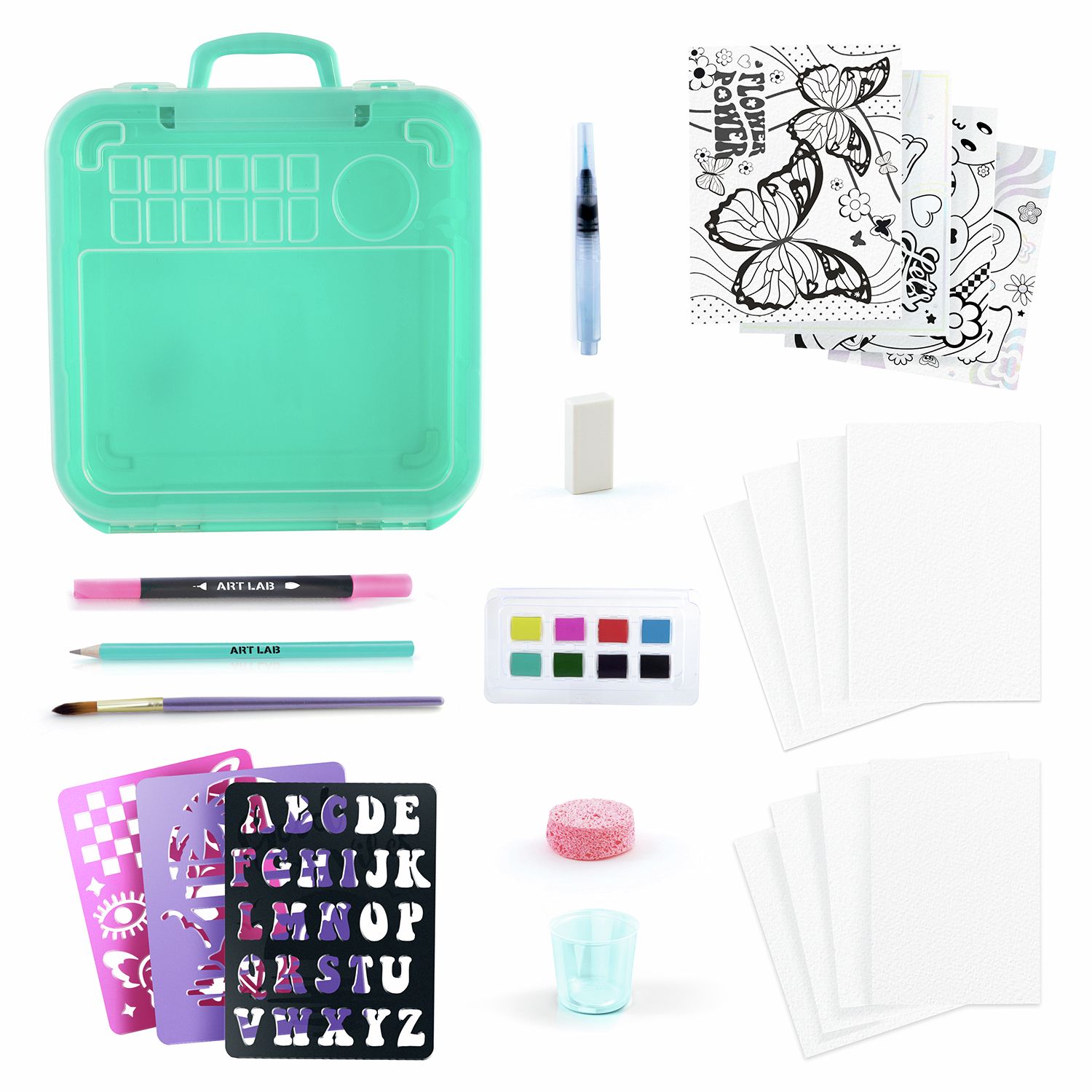 Art Lab watercolour case with paints and tools - British product