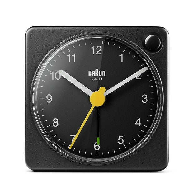 Braun analogue travel alarm clock black (British brand)